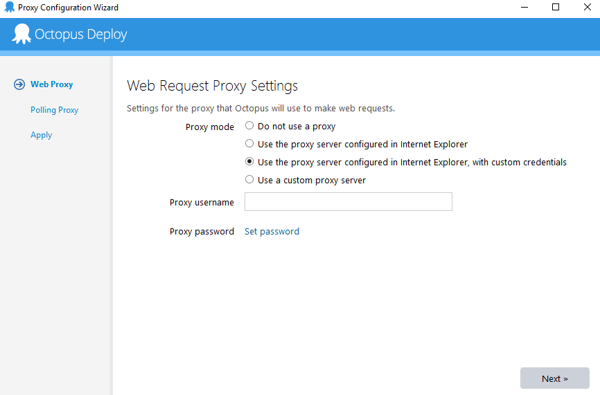 Web Request Proxy Settings Page